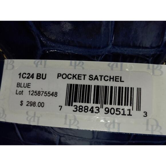 Dooney & Bourke Croco Embossed Pocket Satchel Blue NWT